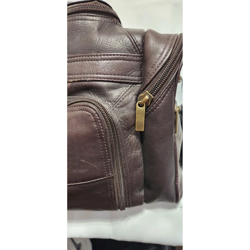 Links Kings Brown Leather Duffel Bag Travel Weekend Carry On Brass Hardware